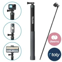 Telesin Third Generation 3.0m Carbon fiber selfie stick for action cameras - Black